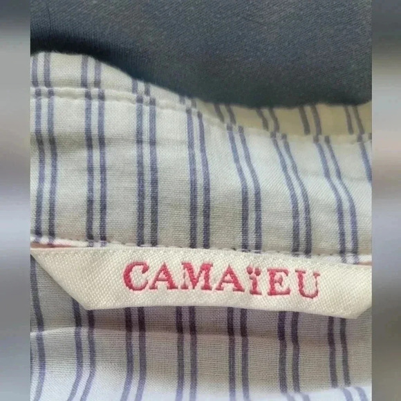 Camaieu Button Down shirt, blue and white striped womens size XS - Picture 6 of 7